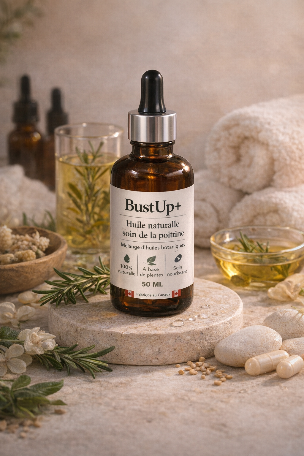 •	Bustup+ – Huile Botanique Raffermissante & Volumisante